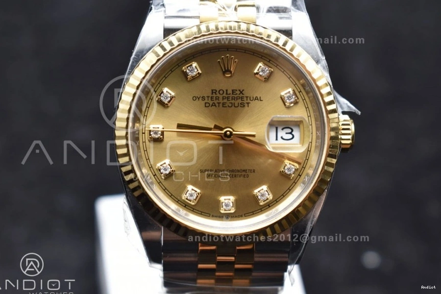 YG SS Dial VR3235 Jubilee 904L Best YG DateJust 36 1:1 126233 Edition Bracelet Diamonds Steel Clean on 1106
